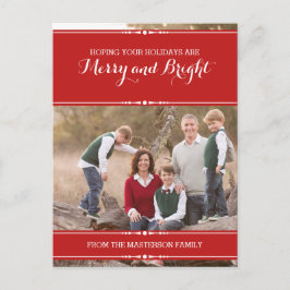 Red Simply Chic Holiday Foto Postkarte