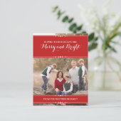 Red Simply Chic Holiday Foto Postkarte (Stehend Vorderseite)