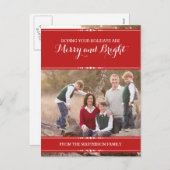 Red Simply Chic Holiday Foto Postkarte (Vorne/Hinten)