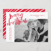 Red Simply Merry Foto Feiertagskarte (Vorne/Hinten)