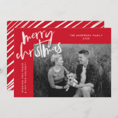 Red Simply Merry Foto Feiertagskarte (Vorne/Hinten)