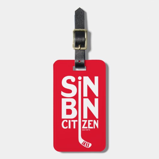 Red Sin Bin Citizen Hockey Bag Gepäckanhänger (Vorderseite vertikal)