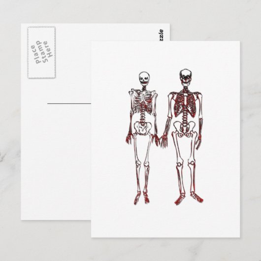 Red Skeleton Couple Postkarte (Vorne/Hinten)