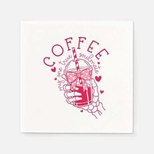 Red Skeleton Hand Coffee Soulmate Hearts Serviette (Vorderseite)
