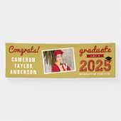 Red Sketch 2025 Glückwunschs Foto Graduation Party Banner (Horizontal)
