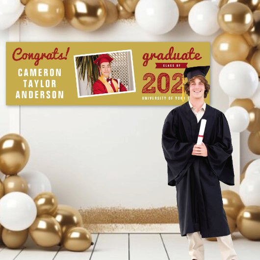 Red Sketch 2025 Glückwunschs Foto Graduation Party Banner