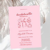 Red Sketch Bikinis & Martinis Einladung