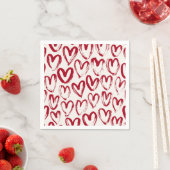 Red Sketch Heart Patterns Hand-Drawn Doodle-Style Serviette (Beispiel)