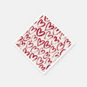 Red Sketch Heart Patterns Hand-Drawn Doodle-Style Serviette (Ecke)