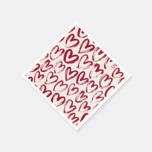 Red Sketch Heart Patterns Hand-Drawn Doodle-Style Serviette (Ecke)