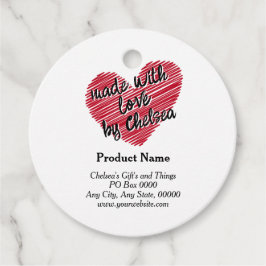 Red Sketchy Heart "Made with Liebe" Produktmarke Geschenkanhänger