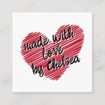 Red Sketchy Heart "Made with Liebe"