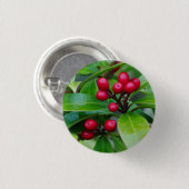 Red Skimmia Berries Abzeichen Button (Vorne & Hinten)