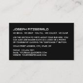 Red Skip, Skip/Dumpster Company Visitenkarte (Rückseite)