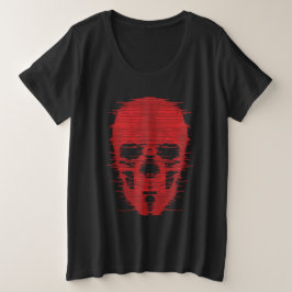 Red Skull Glitch Art Große Größe T-Shirt