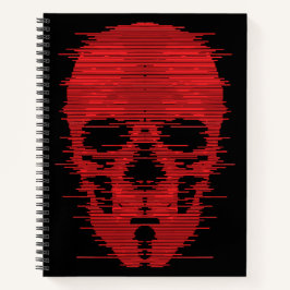 Red Skull Glitch Art Notizblock
