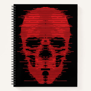 Red Skull Glitch Art Notizblock