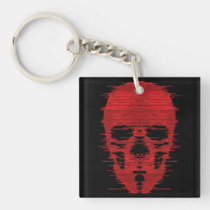 Red Skull Glitch Art Schlüsselanhänger