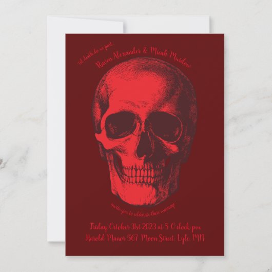 Red Skull Gothic Hochzeitseinladung Einladung (Vorderseite)