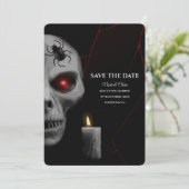 Red Skull Gothic Spider Candle Dark Moody Hallowee Save The Date (Stehend Vorderseite)