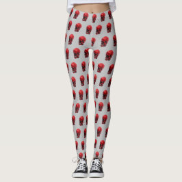 Red Skull Halloween Print Leggings