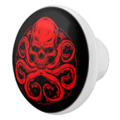 Red skull with Octopus Tentacles on Black Keramikknauf (Rechts)