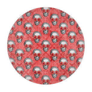 Red Skulls and Sunflower Series Design 13 Schneidebrett