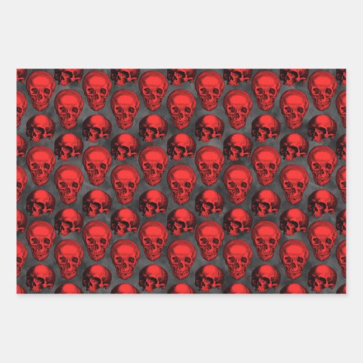 Red Skulls and Sunflower Series Design 1 Geschenkpapier Set (Vorderseite)