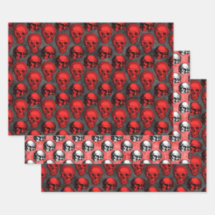 Red Skulls and Sunflower Series Design 1 Geschenkpapier Set