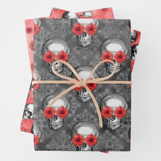 Red Skulls and Sunflower Series Design 3 Geschenkpapier Set (Beispiel)