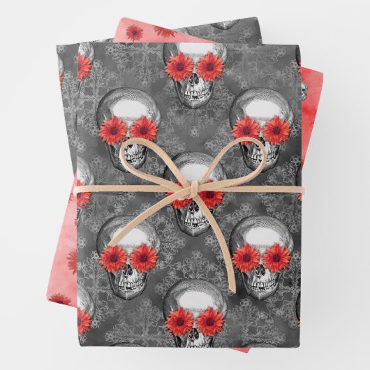 Red Skulls and Sunflower Series Design 3 Geschenkpapier Set (Beispiel)