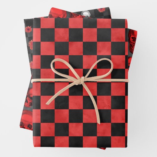 Red Skulls and Sunflower Series Design 5 Geschenkpapier Set (Beispiel)