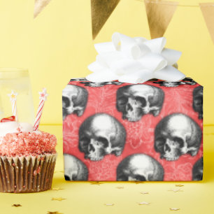 Red Skulls and Sunflower Series Design 8 Geschenkpapier