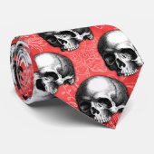 Red Skulls and Sunflower Series Design 8 Krawatte (Gerollt)