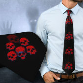 Red Skulls Black Halloween Goth Krawatte