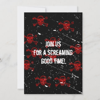 Red Skulls Goth Halloween Einladung