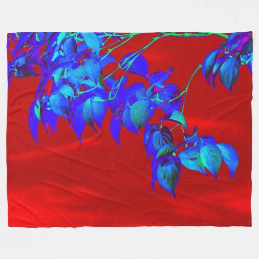 Red Sky Blue Blätter Fleecedecke (Vorderseite (Horizontal))