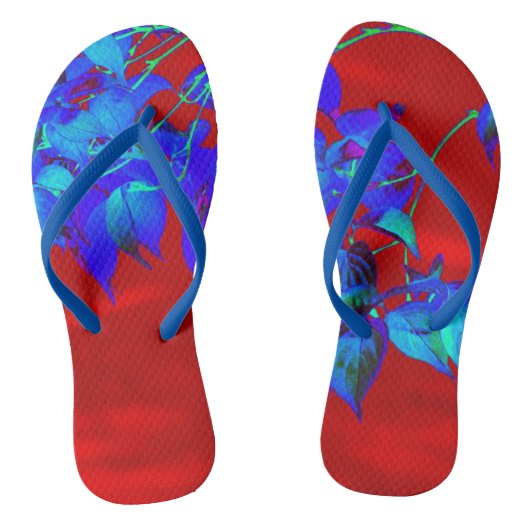 Red Sky Blue Blätter Flip Flops Badesandalen (Fußbett)