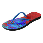 Red Sky Blue Blätter Flip Flops Badesandalen (Schrägansicht)