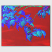 Red Sky Blue Blätter Wrapping Paper Geschenkpapier (Flach)