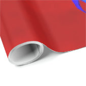 Red Sky Blue Blätter Wrapping Paper Geschenkpapier (Rolleneckpunkt)