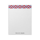 Red, Sky Blue Large Zickzack ZigZag Muster Notizblock (Rotiert)