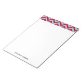 Red, Sky Blue Large Zickzack ZigZag Muster Notizblock (angewinkelt)