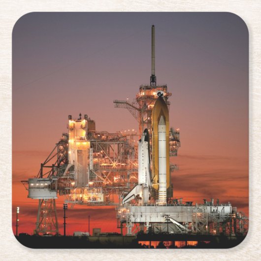 Red Sky for Space Shuttle Atlantis Start Rechteckiger Pappuntersetzer (Vorderseite)
