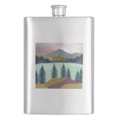 Red Sky Lake Landschaft Flachmann (Vorderseite)