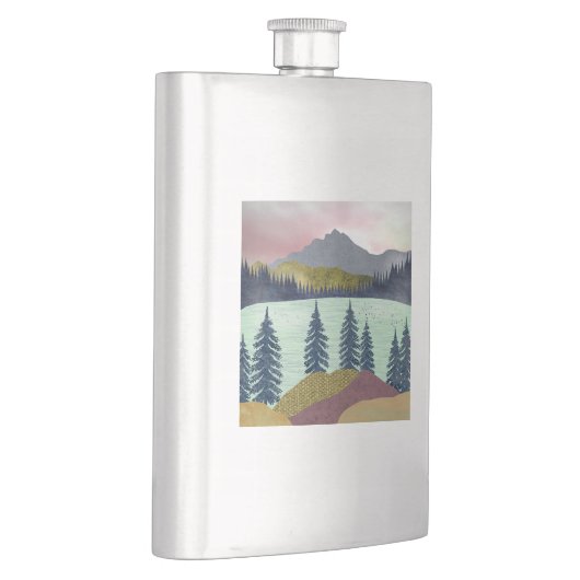 Red Sky Lake Landschaft Flachmann (Rechts)