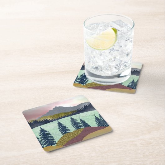 Red Sky Lake Landschaft Rechteckiger Pappuntersetzer (Vor Ort)