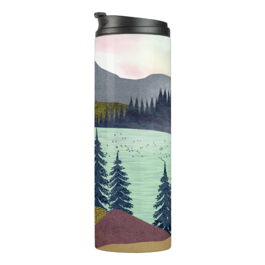 Red Sky Lake Landschaft Thermosbecher (Nach rechts gedreht)