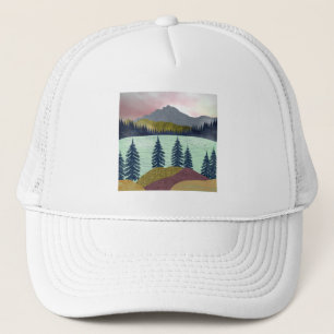 Red Sky Lake Landschaft Truckerkappe