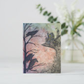 Red Sky Ravens und Castle Postcard Postkarte (Stehend Vorderseite)